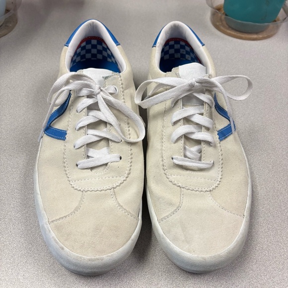 Vans Other - Vans Cream and Blue Low-Top Sneakers